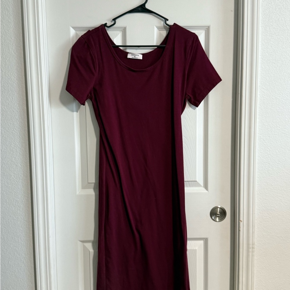 Zenana Outfitters Burgundy Midi Dress